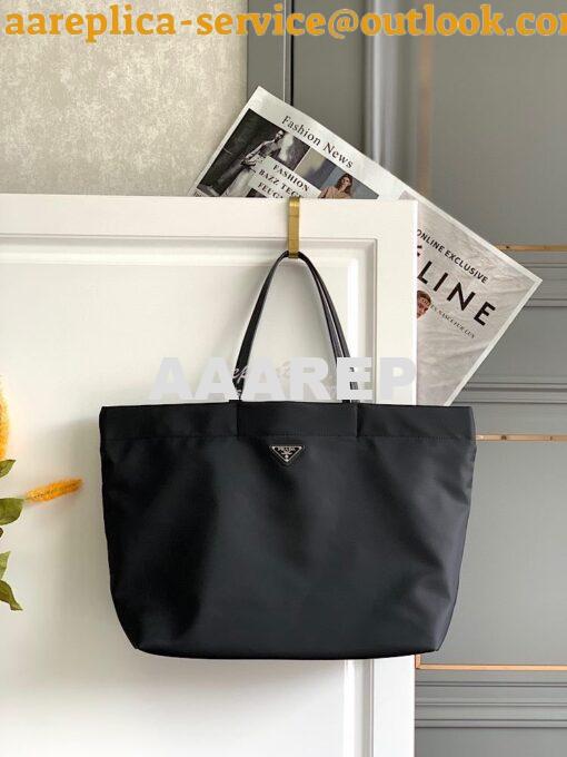 Replica Prada Re-nylon And Saffiano Leather Tote Bag 1BG107 Black