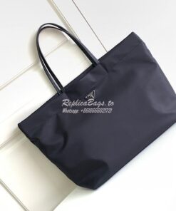 Replica Prada Re-nylon And Saffiano Leather Tote Bag 1BG107 Black 2