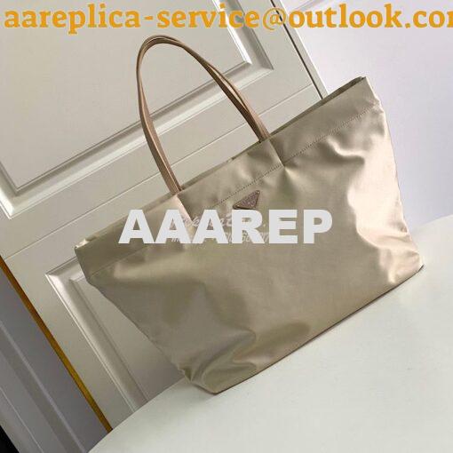 Replica Prada Re-nylon And Saffiano Leather Tote Bag 1BG107 Beige 2