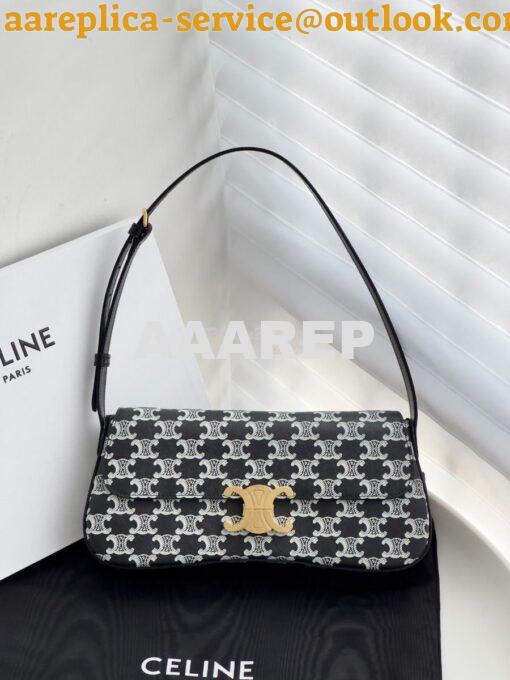 Replica Celine Medium Lola Bag In Triomphe Canvas Two-tone 115533 Blac