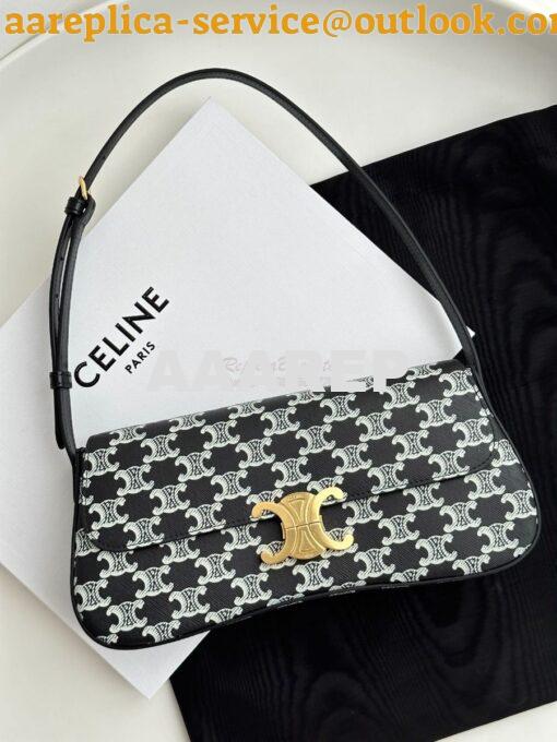 Replica Celine Medium Lola Bag In Triomphe Canvas Two-tone 115533 Blac 2