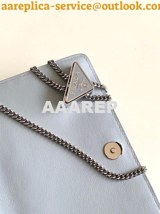 Replica Prada Brushed Leather Shoulder Bag 1BD307 Cornflower Blue 6