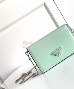 Replica Prada Brushed Leather Shoulder Bag 1BD307 Aqua 2