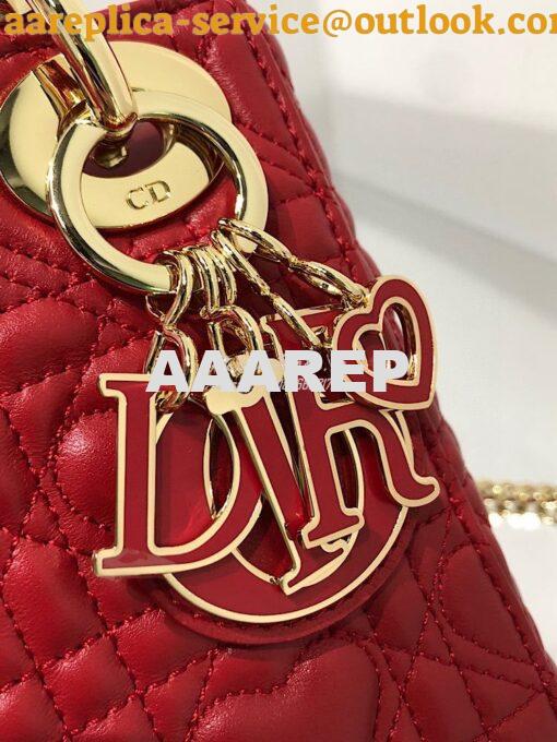 Replica Lady Dior Mini Dioramour Bag Red Cannage Lambskin with Heart M 2