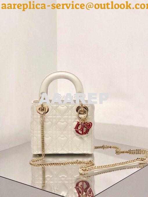 Replica Lady Dior Mini Dioramour Bag Latte Cannage Lambskin with Heart