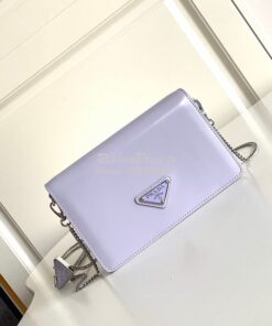 Replica Prada Brushed Leather Shoulder Bag 1BD307 Wisteria 2