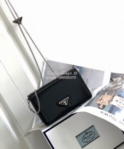 Replica Prada Brushed Leather Shoulder Bag 1BD307 Black 2