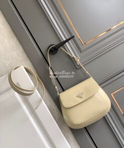 Replica Prada Cleo Brushed Leather Shoulder Bag 1BD303 Beige 2