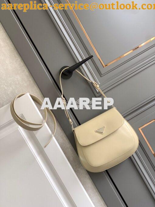 Replica Prada Cleo Brushed Leather Shoulder Bag 1BD303 Beige 2