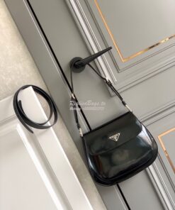 Replica Prada Cleo Brushed Leather Shoulder Bag 1BD303 Black