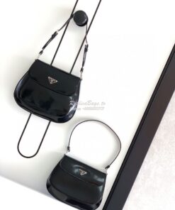 Replica Prada Cleo Brushed Leather Shoulder Bag 1BD303 Black 2