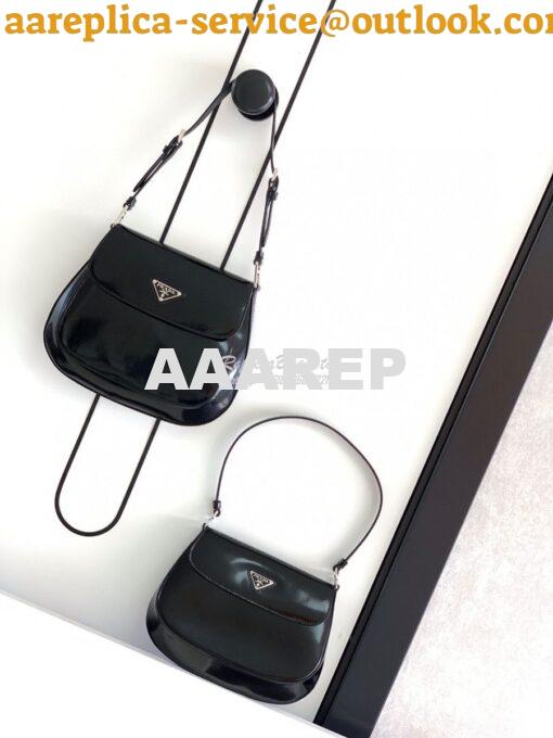 Replica Prada Cleo Brushed Leather Shoulder Bag 1BD303 Black 2