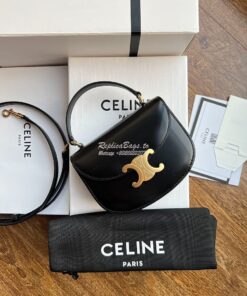 Replica Celine Mini Besace Clea In Shiny Calfskin 10L063 Black