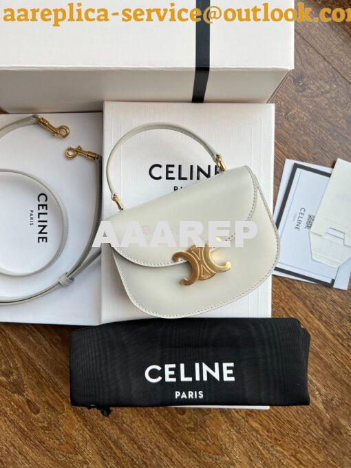 Replica Celine Mini Besace Clea In Shiny Calfskin 10L063 Chalk 2