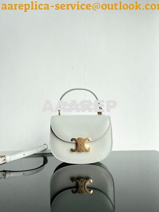 Replica Celine Mini Besace Clea In Shiny Calfskin 10L063 Chalk 4