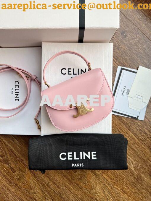 Replica Celine Mini Besace Clea In Shiny Calfskin 10L063 Rose