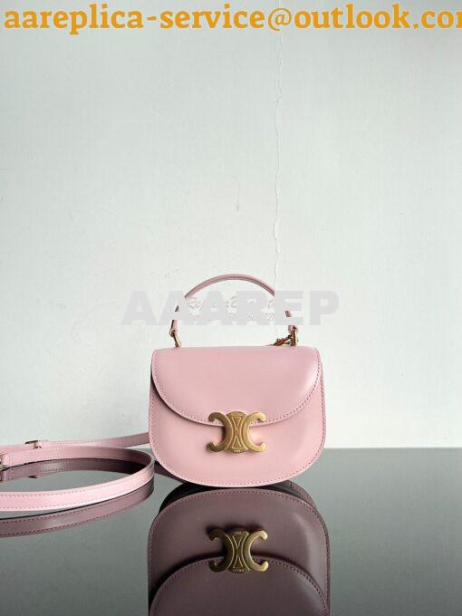 Replica Celine Mini Besace Clea In Shiny Calfskin 10L063 Rose 4