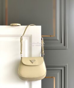 Replica Prada Cleo Brushed Leather Mini Bag 1BH188 Beige 2