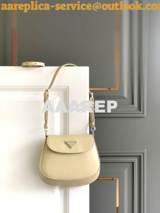 Replica Prada Cleo Brushed Leather Mini Bag 1BH188 Beige 2