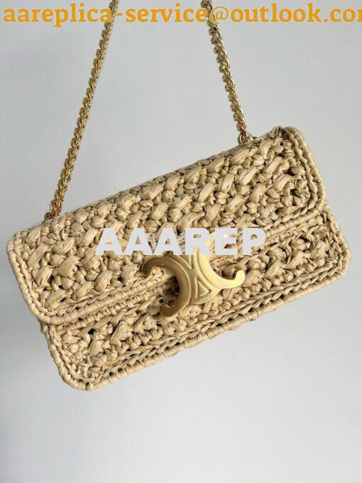 Replica Celine Chain Shoulder Bag Triomphe In Raffia 197993 Natural