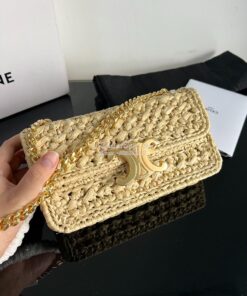 Replica Celine Chain Shoulder Bag Triomphe In Raffia 197993 Natural 2