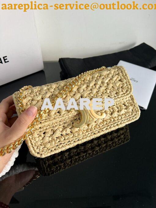 Replica Celine Chain Shoulder Bag Triomphe In Raffia 197993 Natural 2