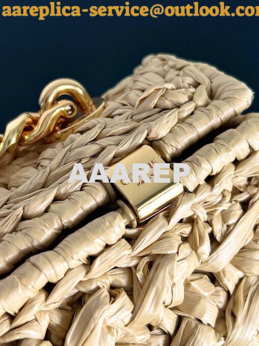 Replica Celine Chain Shoulder Bag Triomphe In Raffia 197993 Natural 3