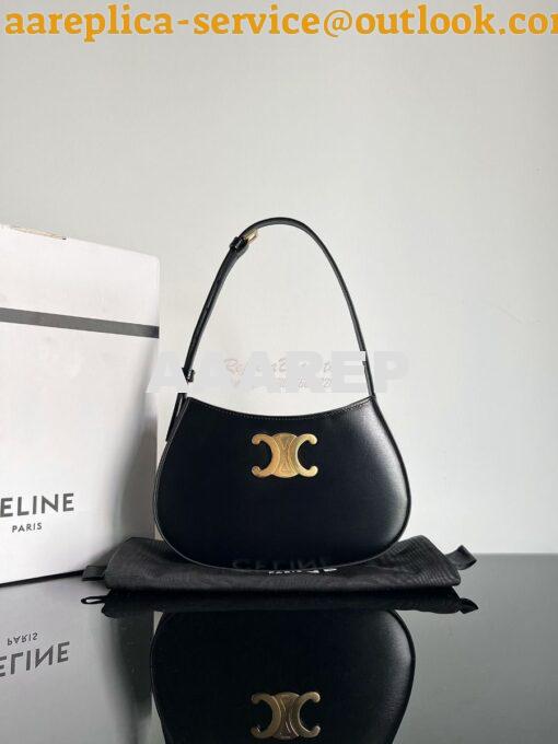 Replica Celine Medium Tilly Bag In Shiny Calfskin 115703B Black