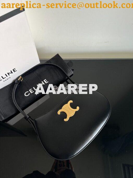 Replica Celine Medium Tilly Bag In Shiny Calfskin 115703B Black 3