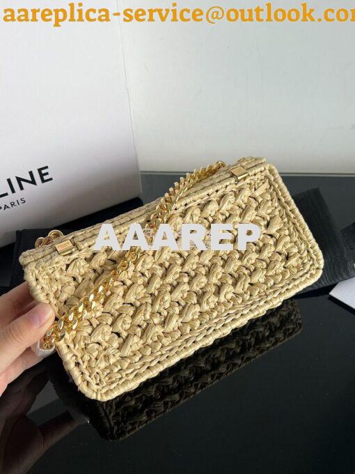 Replica Celine Chain Shoulder Bag Triomphe In Raffia 197993 Natural 10