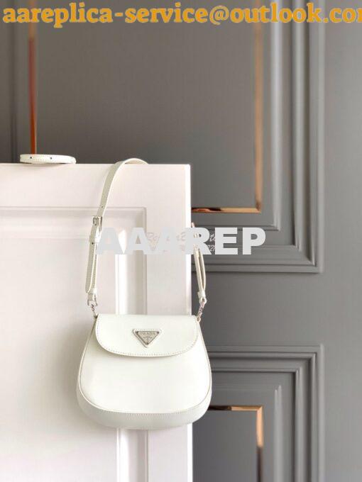 Replica Prada Cleo Brushed Leather Mini Bag 1BH188 White 2