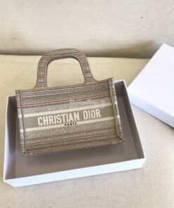 Replica Dior Mini Book Tote S5475 Multicolor Stripes Embroidery