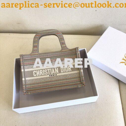 Replica Dior Mini Book Tote S5475 Multicolor Stripes Embroidery