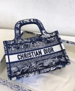 Replica Dior Mini Book Tote S5475 Blue Toile de Jouy Reverse Embroider