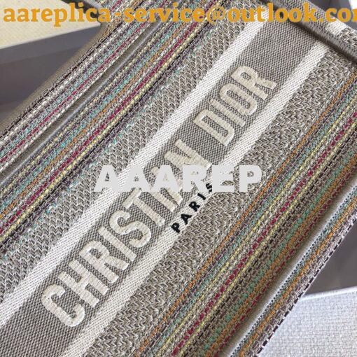 Replica Dior Mini Book Tote S5475 Multicolor Stripes Embroidery 4