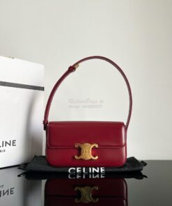 Replica Celine Triomphe Shoulder Bag In Shiny Calfskin 194143 Carmin