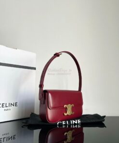 Replica Celine Triomphe Shoulder Bag In Shiny Calfskin 194143 Carmin 2