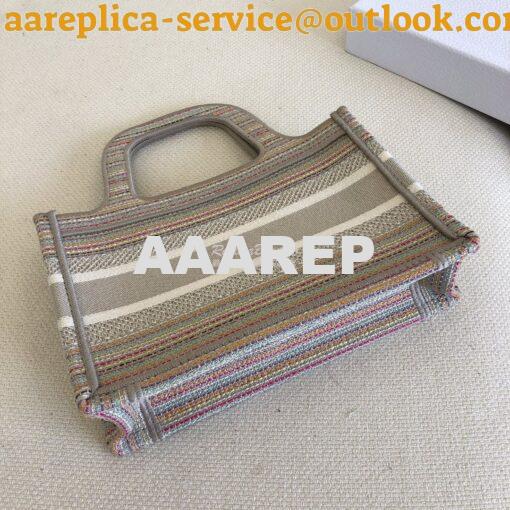 Replica Dior Mini Book Tote S5475 Multicolor Stripes Embroidery 8