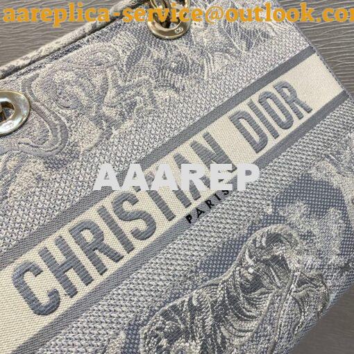 Replica Dior Large Lady D-Lite Bag Gray Toile de Jouy Reverse Embroide 4