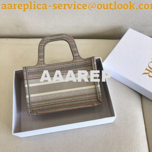 Replica Dior Mini Book Tote S5475 Multicolor Stripes Embroidery 9