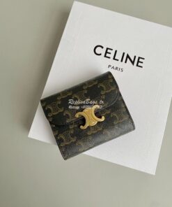 Replica CELINE SMALL WALLET TRIOMPHE IN TRIOMPHE CANVAS TAN 2