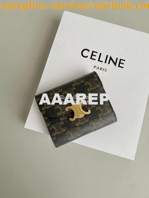 Replica CELINE SMALL WALLET TRIOMPHE IN TRIOMPHE CANVAS TAN 2