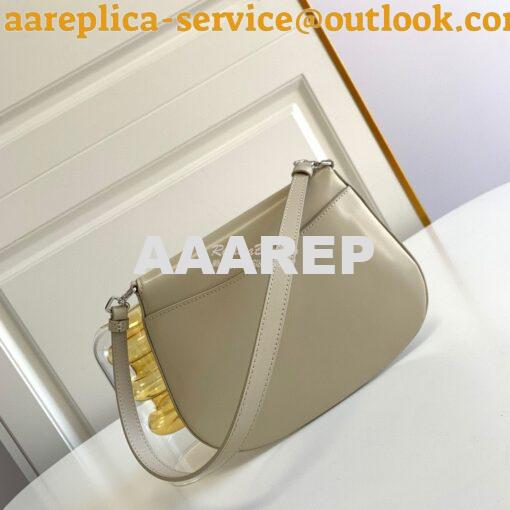 Replica Prada Cleo Brushed Leather Shoulder Bag With Flap 1BD311 Beige 10