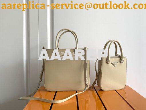 Replica Prada Brushed Leather Tote Bag 1BA330 1BA331 Beige