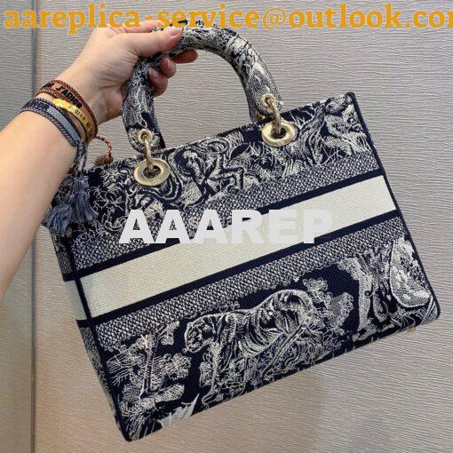 Replica Dior Large Lady D-Lite Bag Blue Toile de Jouy Reverse Embroide 7