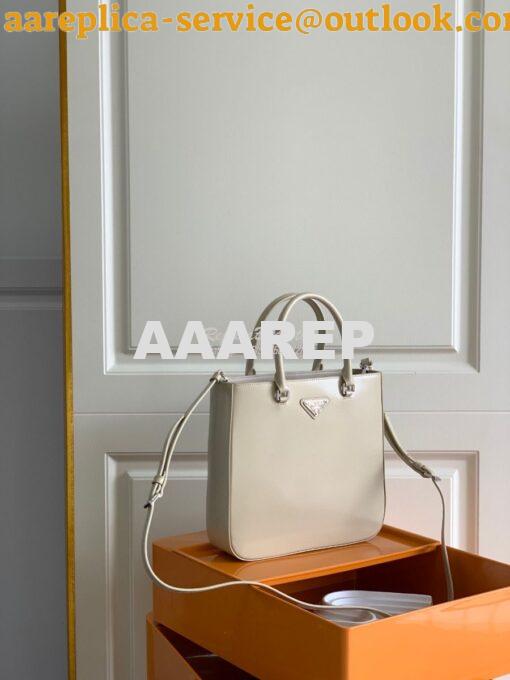 Replica Prada Brushed Leather Tote Bag 1BA330 1BA331 Beige 2