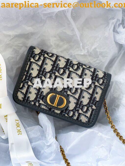 Replica Dior 30 Montaigne Nano Pouch Blue Oblique Jacquard S2105 2