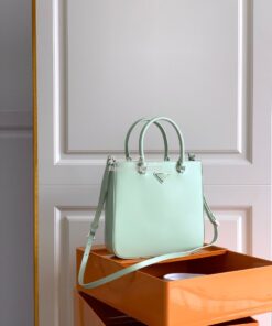 Replica Prada Brushed Leather Tote Bag 1BA330 1BA331 Aqua 2