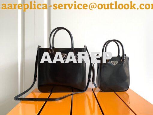 Replica Prada Brushed Leather Tote Bag 1BA330 1BA331 Black