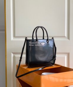 Replica Prada Brushed Leather Tote Bag 1BA330 1BA331 Black 2